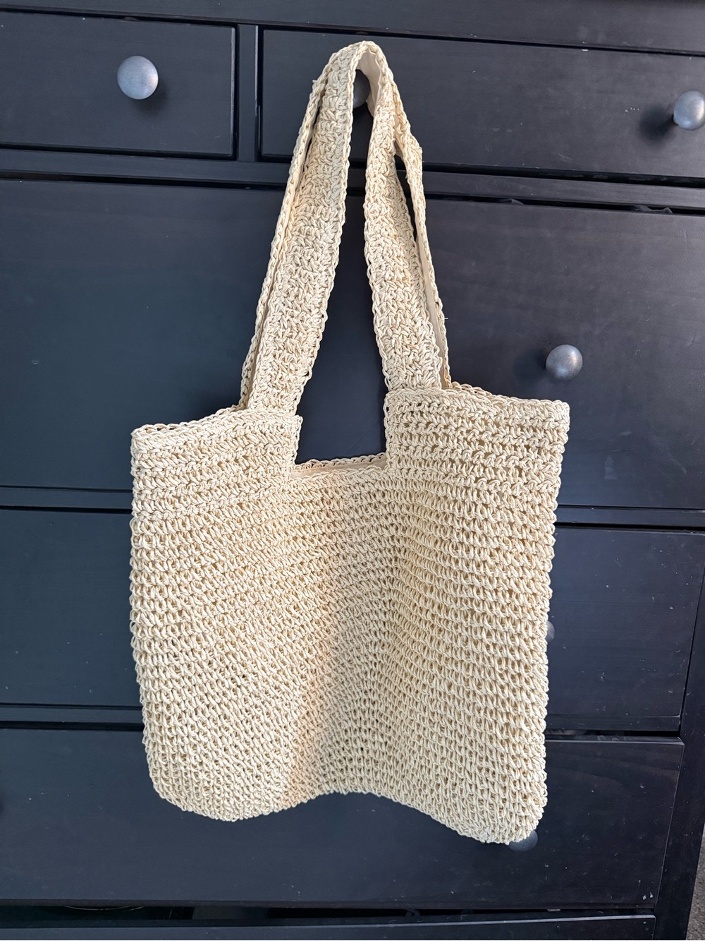 Handwoven Cream Crochet Tote Bag - Stylish Everyday Beach Bag